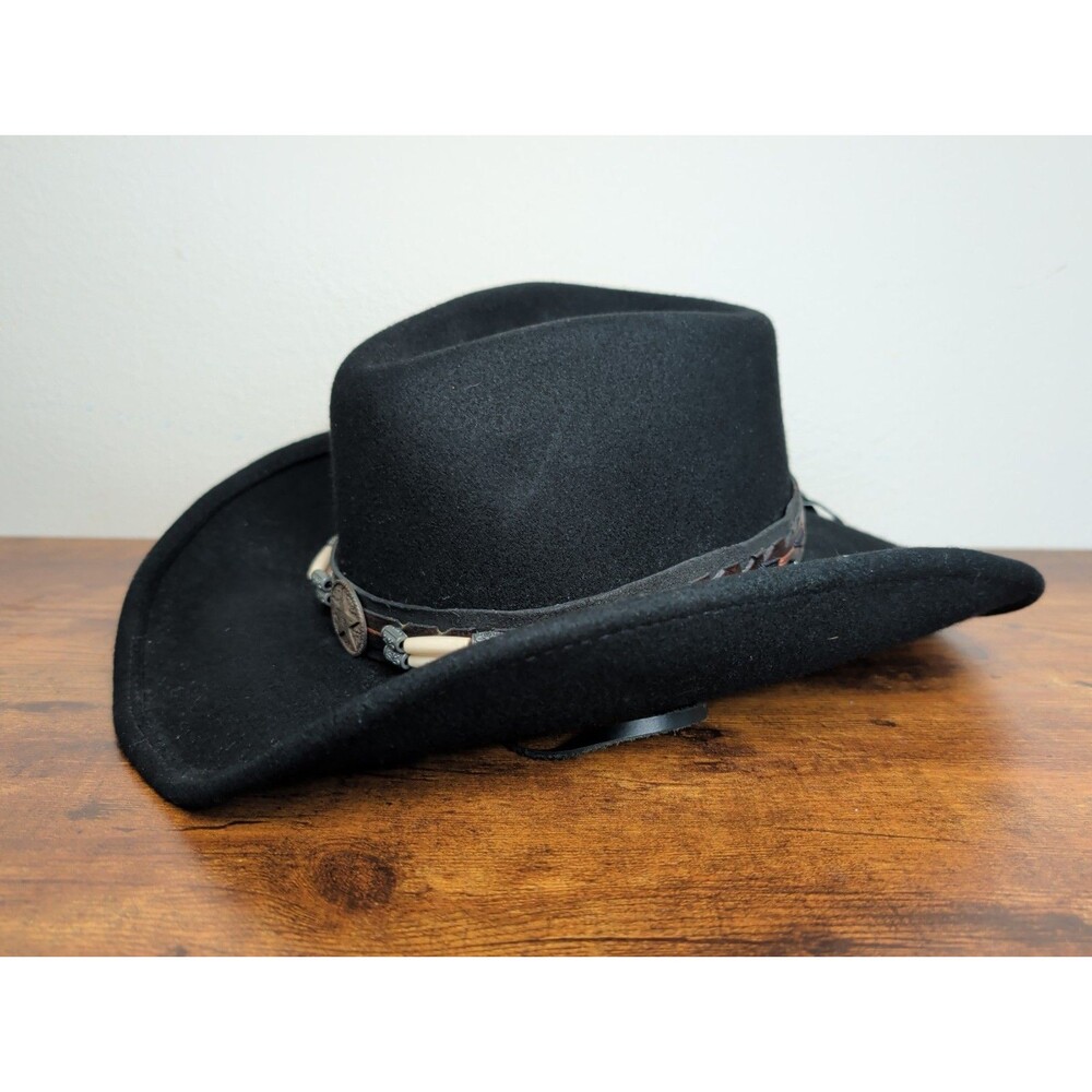 Cowboy Hat Bullhide Black Premium Wool Felt Western Skynard Size M